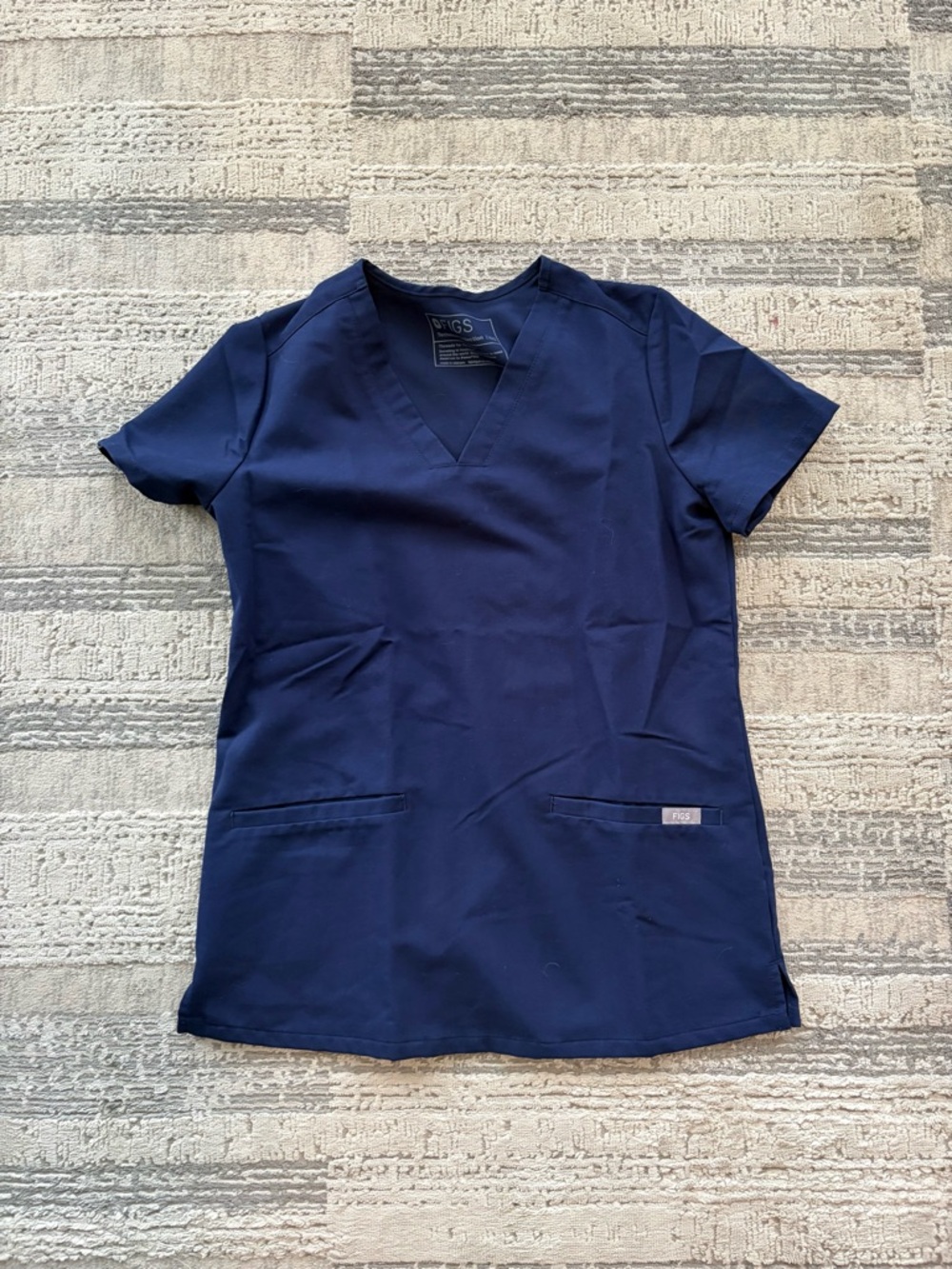 Figs Navy Blue V-Neck Scrub Top